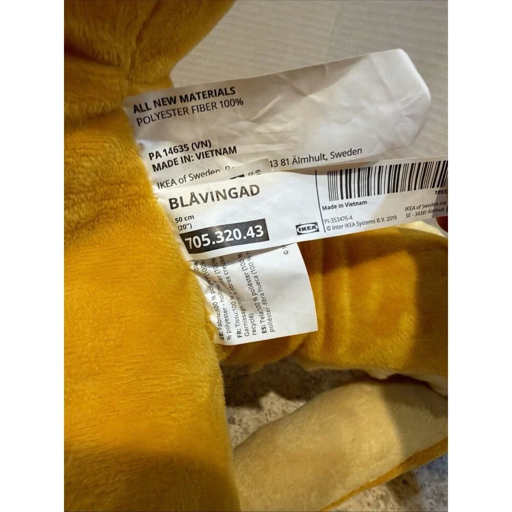 IKEA BLAVINGAD Plush Yellow Octopus Toy Stuffed Animal 20 Inch